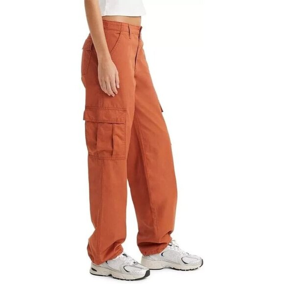 Levi’s Women’s '94 Baggy Cargo Jeans 32 x 28.5 Orange Utility Streetwear - Picture 1 of 13